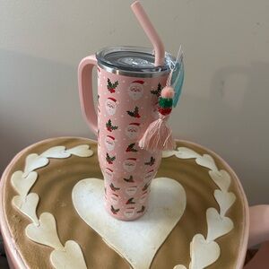 Swig Pink Santa with Tassel 30 Oz Insulated Tumbler Mug with Straw